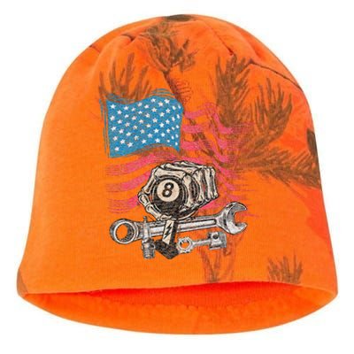 Mechanic Auto Car Repair American Flag Kati - Camo Knit Beanie