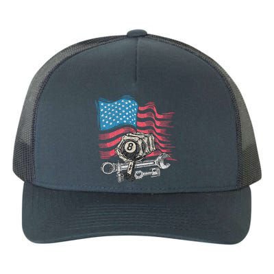 Mechanic Auto Car Repair American Flag Yupoong Adult 5-Panel Trucker Hat