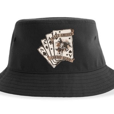 Make America Cowboy Again Western Cowboy Poker Funny Donald Trump Quote Sustainable Bucket Hat