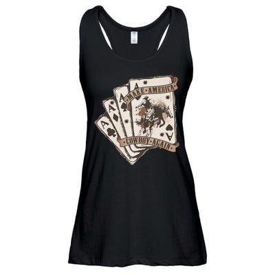 Make America Cowboy Again Western Cowboy Poker Funny Donald Trump Quote Ladies Essential Flowy Tank