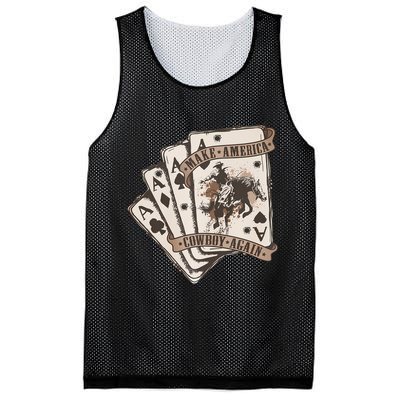Make America Cowboy Again Western Cowboy Poker Funny Donald Trump Quote Mesh Reversible Basketball Jersey Tank