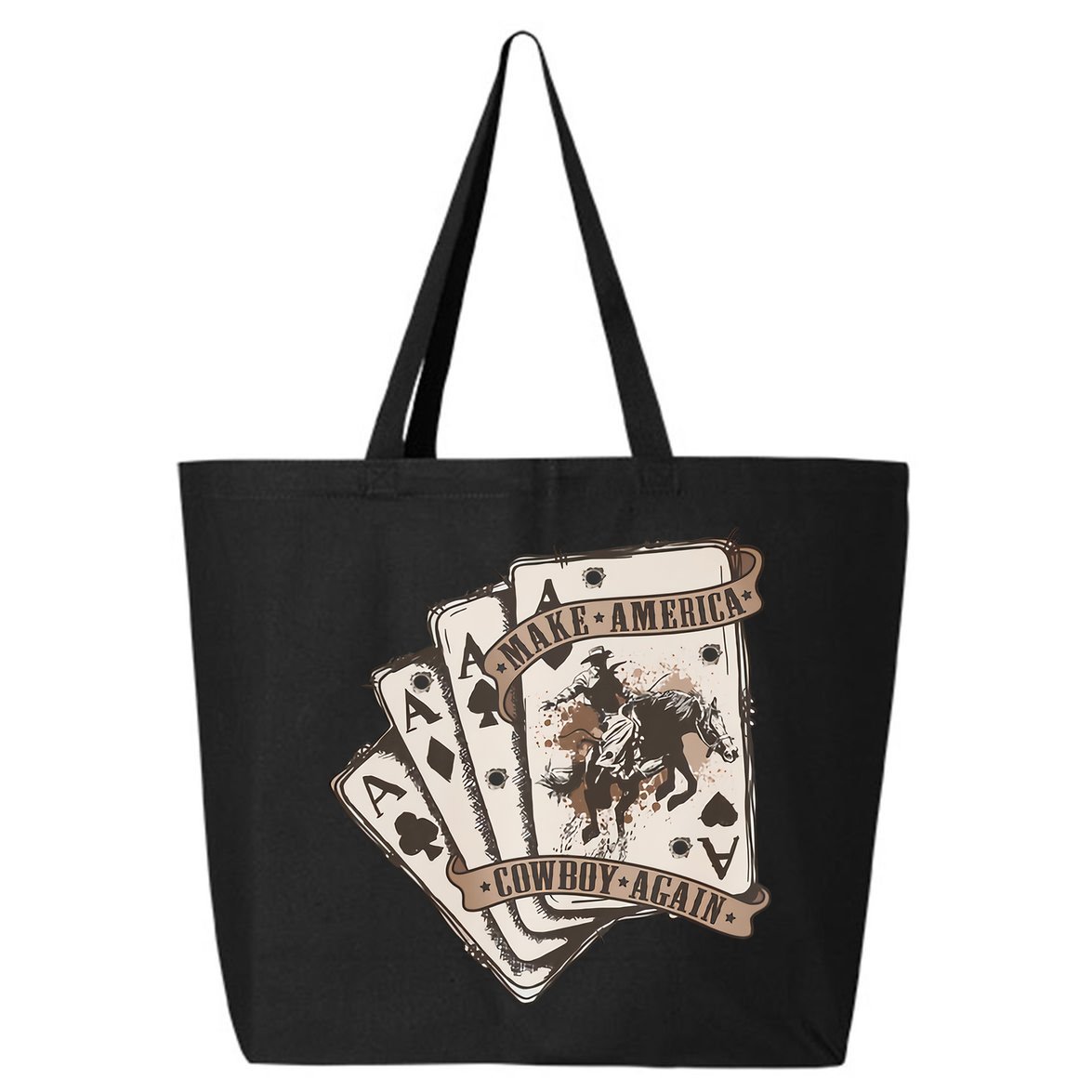 Make America Cowboy Again Western Cowboy Poker Funny Donald Trump Quote 25L Jumbo Tote