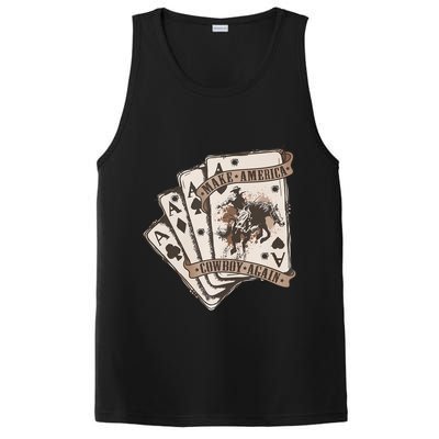 Make America Cowboy Again Western Cowboy Poker Funny Donald Trump Quote PosiCharge Competitor Tank