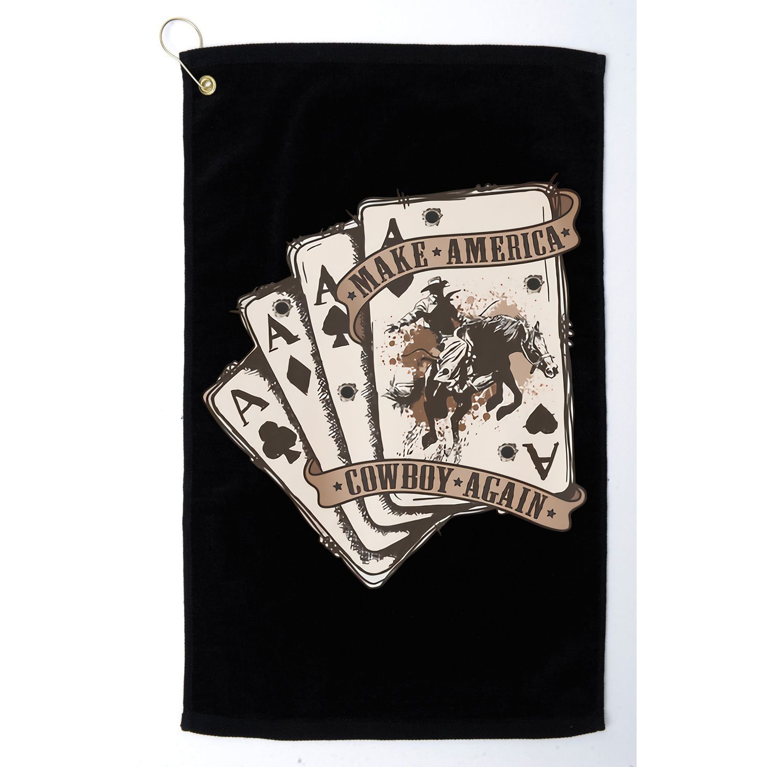 Make America Cowboy Again Western Cowboy Poker Funny Donald Trump Quote Golf Towel