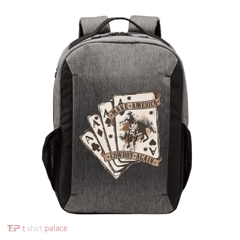 Make America Cowboy Again Western Cowboy Poker Funny Donald Trump Quote Vector Backpack