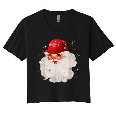 Make A Christmas Great Again Xmas Trump Maga Pajamas Santa Women's Crop Top Tee