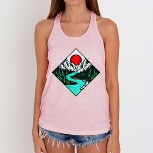 Mountains Are Calling River Wilderness Forest Adventure Women's Knotted Racerback Tank