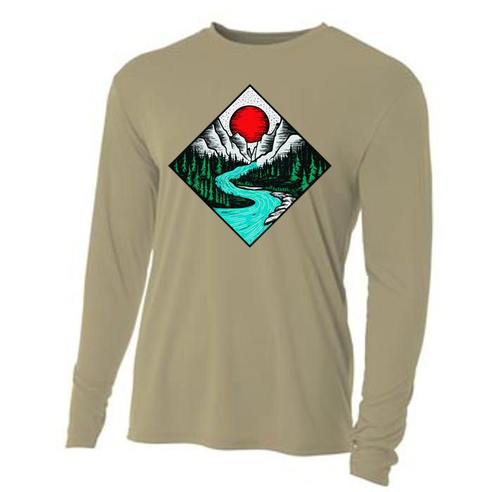 Mountains Are Calling River Wilderness Forest Adventure Cooling Performance Long Sleeve Crew