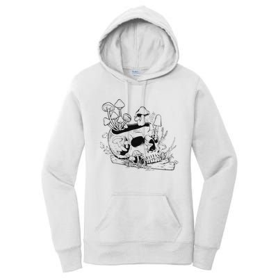 Mushroom Art Clothing Mushroom Collector Skull Women's Pullover Hoodie