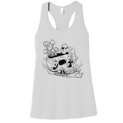 Mushroom Art Clothing Mushroom Collector Skull Women's Racerback Tank