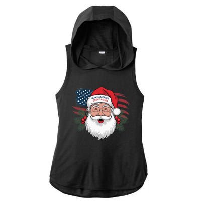 Make A Christmas Great Again Xmas Trump Maga Pajamas Santa Ladies PosiCharge Tri-Blend Wicking Draft Hoodie Tank