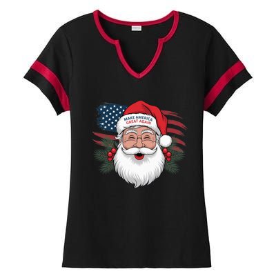 Make A Christmas Great Again Xmas Trump Maga Pajamas Santa Ladies Halftime Notch Neck Tee