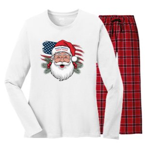 Make A Christmas Great Again Xmas Trump Maga Pajamas Santa Women's Long Sleeve Flannel Pajama Set 