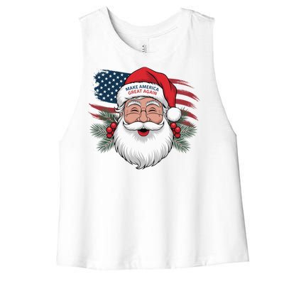 Make A Christmas Great Again Xmas Trump Maga Pajamas Santa Women's Racerback Cropped Tank