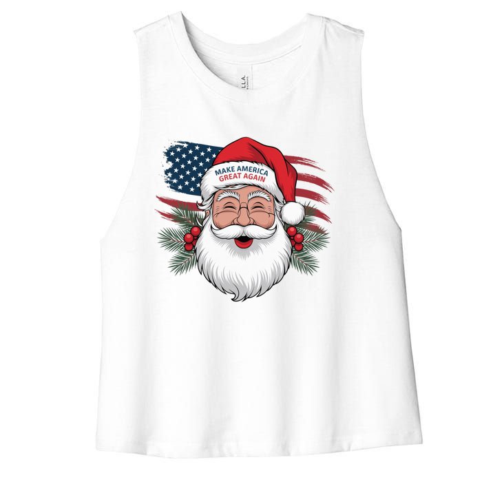 Make A Christmas Great Again Xmas Trump Maga Pajamas Santa Women's Racerback Cropped Tank