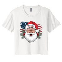 Make A Christmas Great Again Xmas Trump Maga Pajamas Santa Women's Crop Top Tee