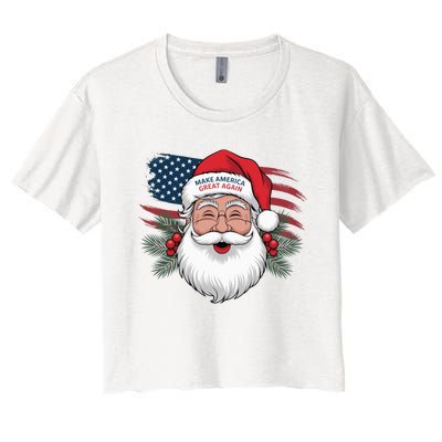 Make A Christmas Great Again Xmas Trump Maga Pajamas Santa Women's Crop Top Tee