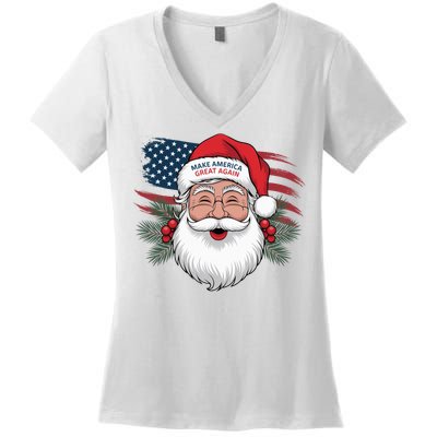 Make A Christmas Great Again Xmas Trump Maga Pajamas Santa Women's V-Neck T-Shirt