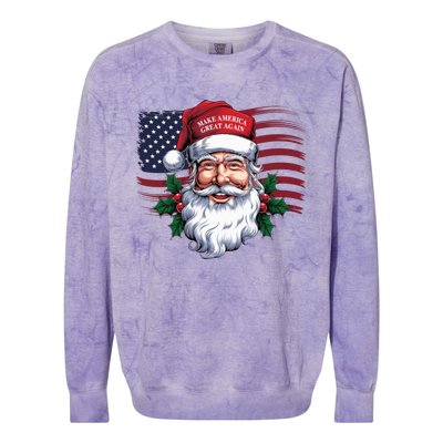 Make A Christmas Great Again Xmas Trump Maga Pajamas Santa Us Flag Colorblast Crewneck Sweatshirt