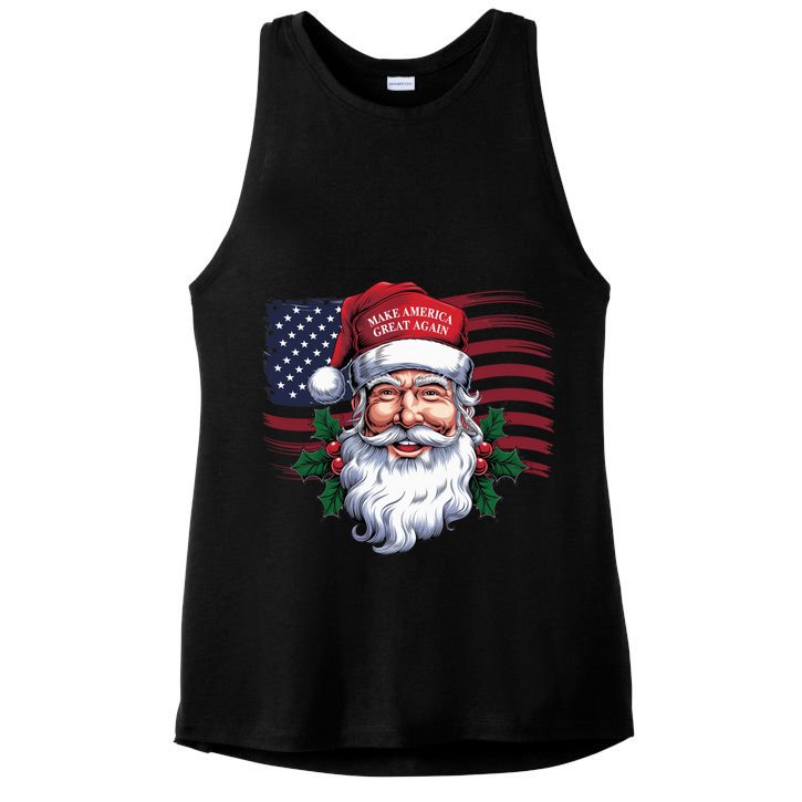 Make A Christmas Great Again Xmas Trump Maga Pajamas Santa Us Flag Ladies PosiCharge Tri-Blend Wicking Tank
