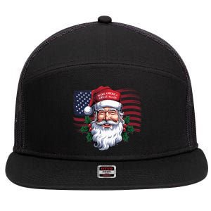 Make A Christmas Great Again Xmas Trump Maga Pajamas Santa Us Flag 7 Panel Mesh Trucker Snapback Hat