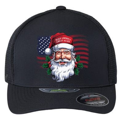 Make A Christmas Great Again Xmas Trump Maga Pajamas Santa Us Flag Flexfit Unipanel Trucker Cap