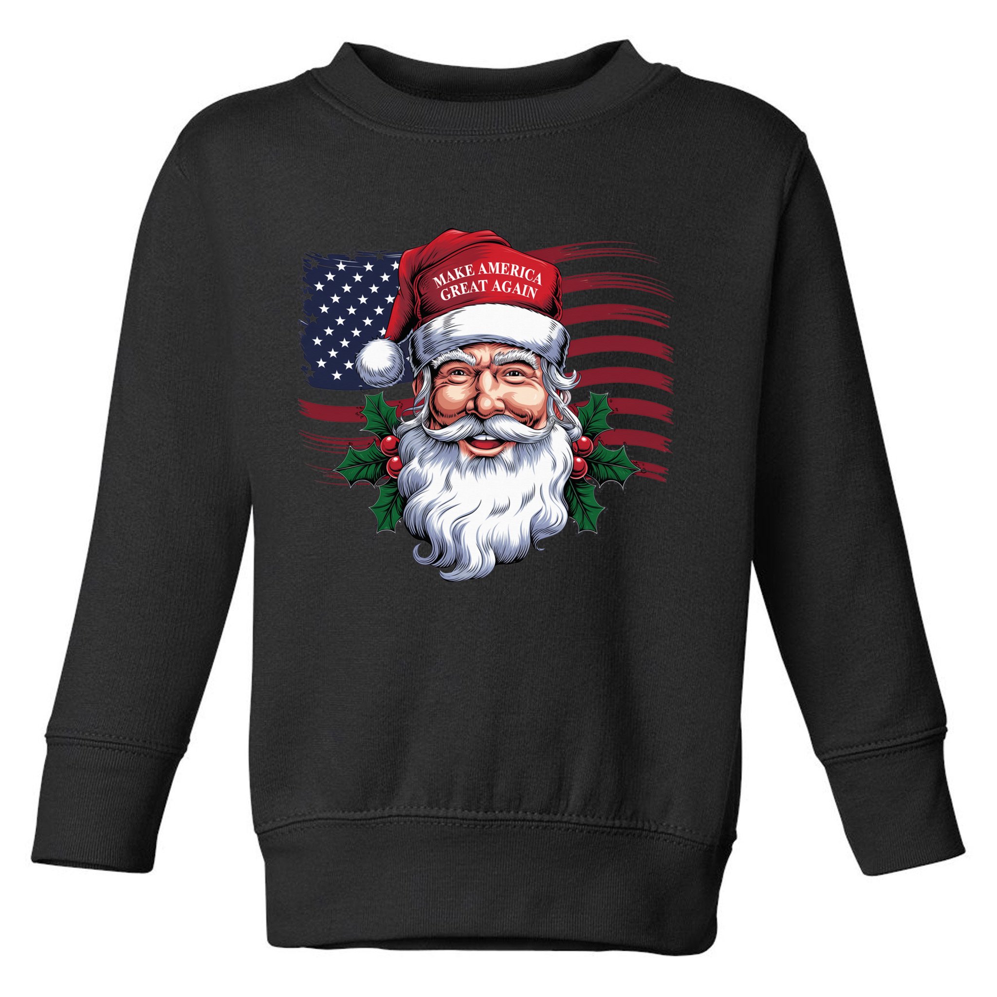 Make A Christmas Great Again Xmas Trump Maga Pajamas Santa Us Flag Toddler Sweatshirt