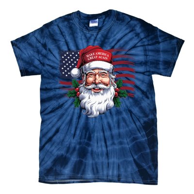 Make A Christmas Great Again Xmas Trump Maga Pajamas Santa Us Flag Tie-Dye T-Shirt