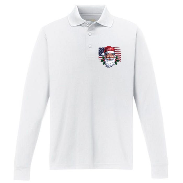 Make A Christmas Great Again Xmas Trump Maga Pajamas Santa Us Flag Performance Long Sleeve Polo