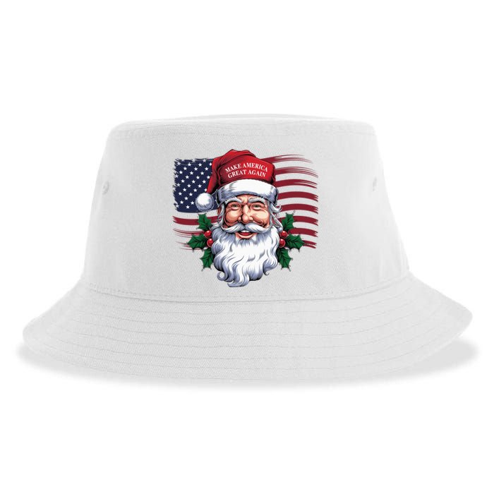 Make A Christmas Great Again Xmas Trump Maga Pajamas Santa Us Flag Sustainable Bucket Hat