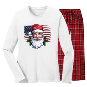 Make A Christmas Great Again Xmas Trump Maga Pajamas Santa Us Flag Women's Long Sleeve Flannel Pajama Set 