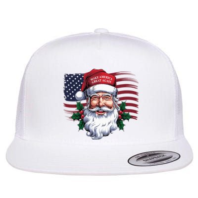 Make A Christmas Great Again Xmas Trump Maga Pajamas Santa Us Flag Flat Bill Trucker Hat