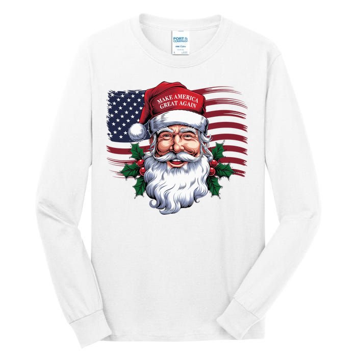 Make A Christmas Great Again Xmas Trump Maga Pajamas Santa Us Flag Tall Long Sleeve T-Shirt