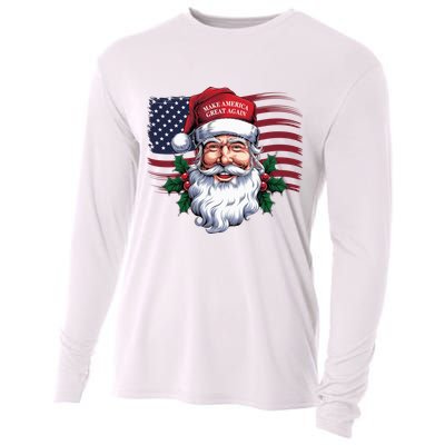Make A Christmas Great Again Xmas Trump Maga Pajamas Santa Us Flag Cooling Performance Long Sleeve Crew