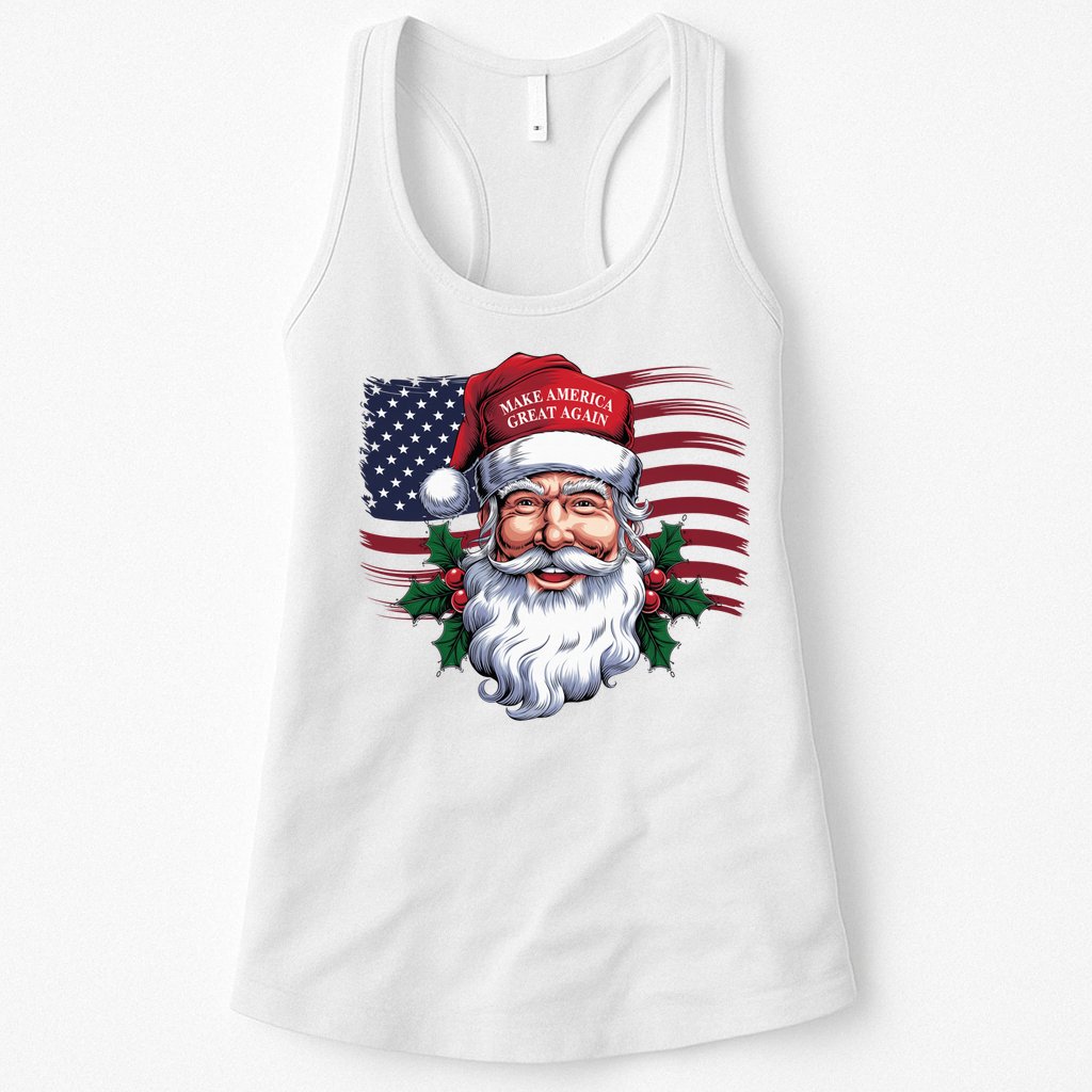 Make A Christmas Great Again Xmas Trump Maga Pajamas Santa Us Flag Womens Tank Top