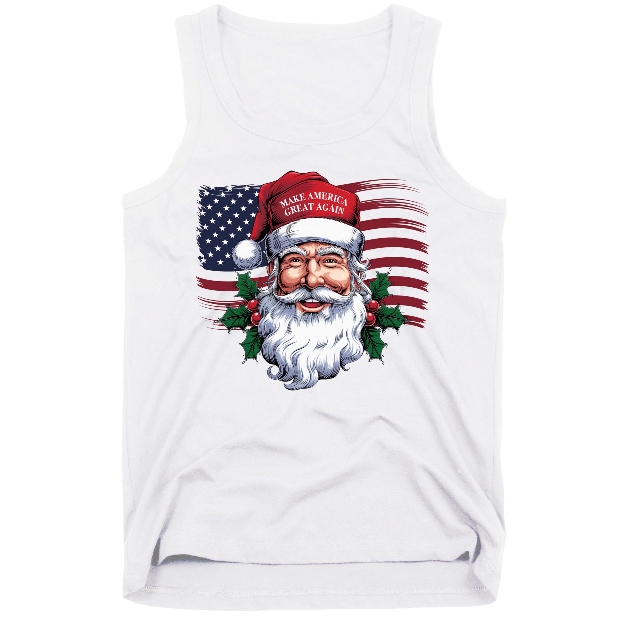 Make A Christmas Great Again Xmas Trump Maga Pajamas Santa Us Flag Tank Top