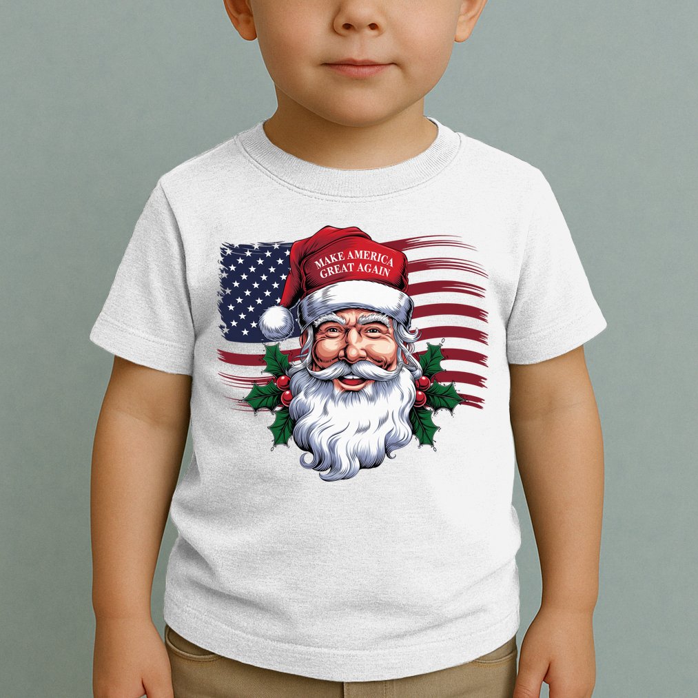 Make A Christmas Great Again Xmas Trump Maga Pajamas Santa Us Flag Toddler T-Shirt