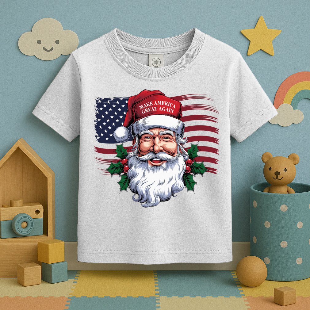 Make A Christmas Great Again Xmas Trump Maga Pajamas Santa Us Flag Toddler T-Shirt