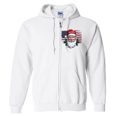 Make A Christmas Great Again Xmas Trump Maga Pajamas Santa Us Flag Full Zip Hoodie