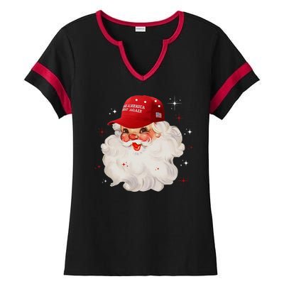 Make A Christmas Great Again Xmas Trump Maga Pajamas Santa Ladies Halftime Notch Neck Tee