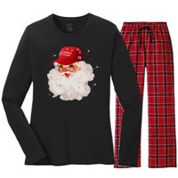 Make A Christmas Great Again Xmas Trump Maga Pajamas Santa Women's Long Sleeve Flannel Pajama Set 