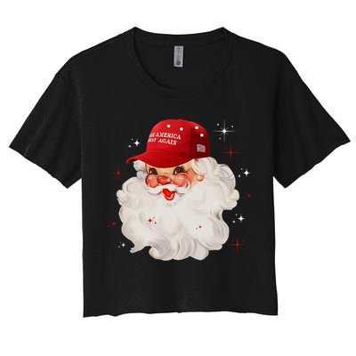 Make A Christmas Great Again Xmas Trump Maga Pajamas Santa Women's Crop Top Tee