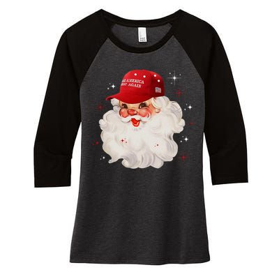 Make A Christmas Great Again Xmas Trump Maga Pajamas Santa Women's Tri-Blend 3/4-Sleeve Raglan Shirt