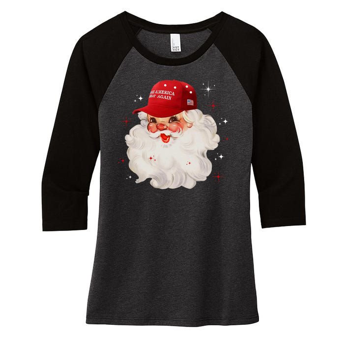 Make A Christmas Great Again Xmas Trump Maga Pajamas Santa Women's Tri-Blend 3/4-Sleeve Raglan Shirt