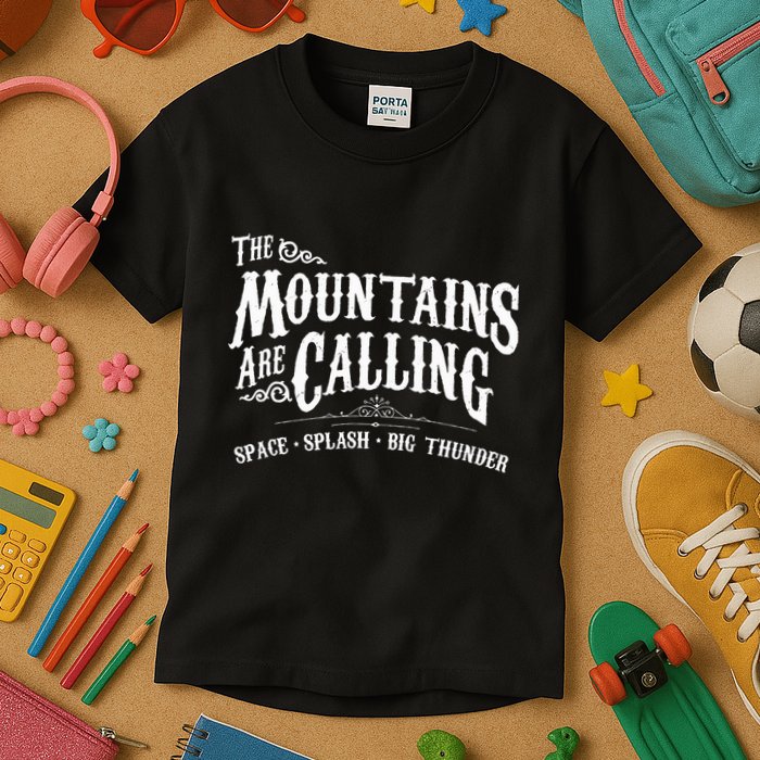 Mountains Are Calling Space Splash Big Thunder Theme Park Kids T-Shirt