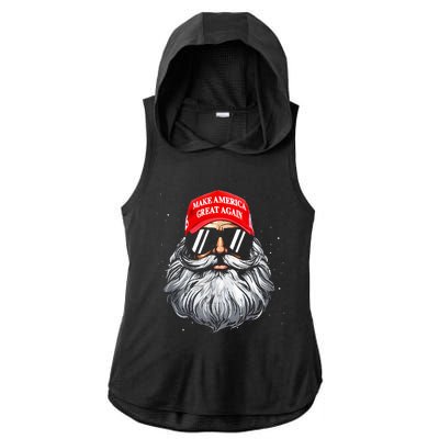 Make A Christmas Great Again Xmas Trump Santa Pajamas Ladies PosiCharge Tri-Blend Wicking Draft Hoodie Tank