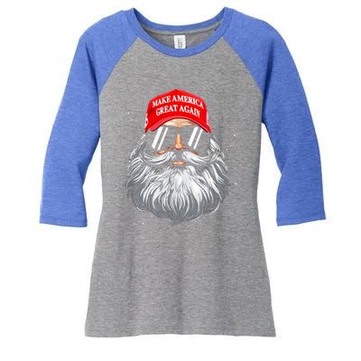 Make A Christmas Great Again Xmas Trump Santa Pajamas Women's Tri-Blend 3/4-Sleeve Raglan Shirt