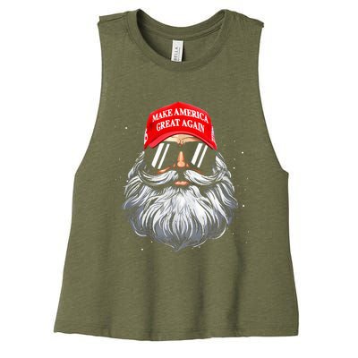 Make A Christmas Great Again Xmas Trump Santa Pajamas Women's Racerback Cropped Tank