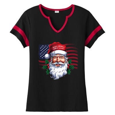 Make A Christmas Great Again Xmas Trump Maga Pajamas Santa Ladies Halftime Notch Neck Tee