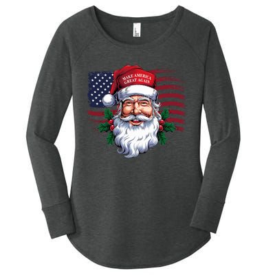 Make A Christmas Great Again Xmas Trump Maga Pajamas Santa Women's Perfect Tri Tunic Long Sleeve Shirt